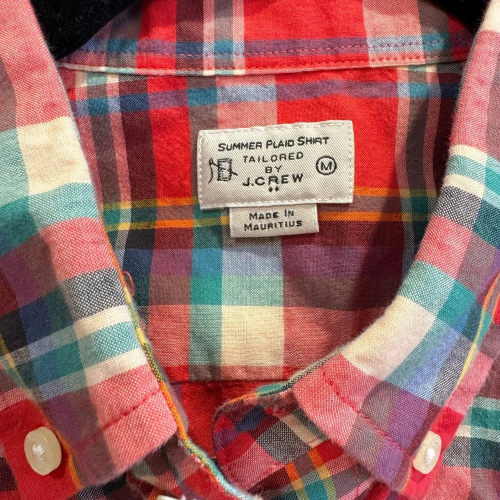 J. CREW Red and Green Plaid Button Down Tailored Shirt